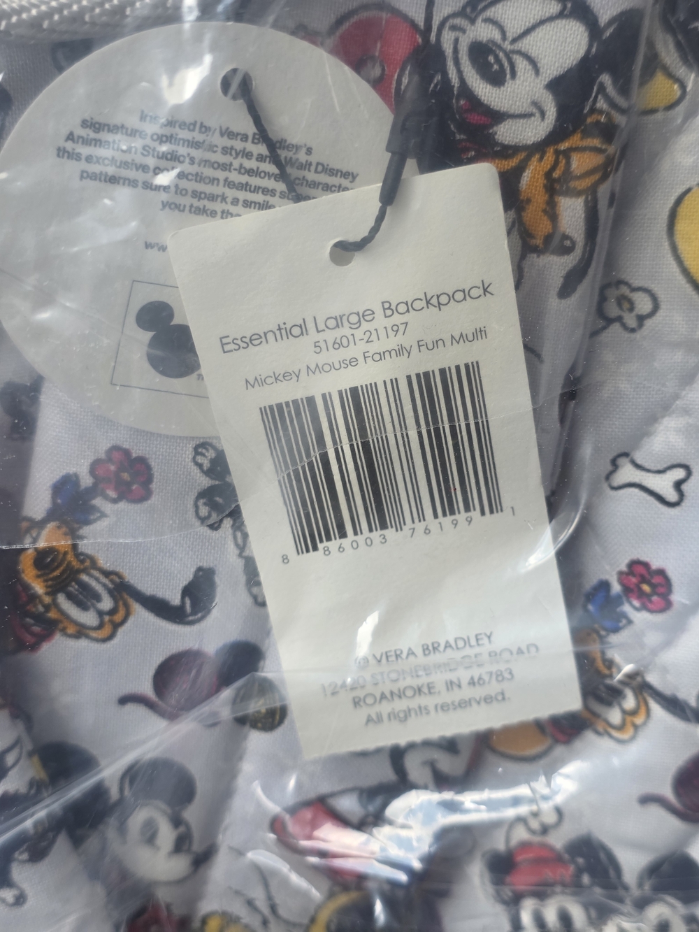 Vera Bradley Mickey & Friends Quilted Backpack-NWT - Picture 7 of 13